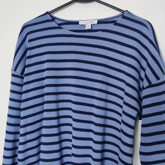 NWT Ann Taylor Weekend Collection Relaxed Sailor Striped Long Sleeve Top Large P - Picture 4 of 11